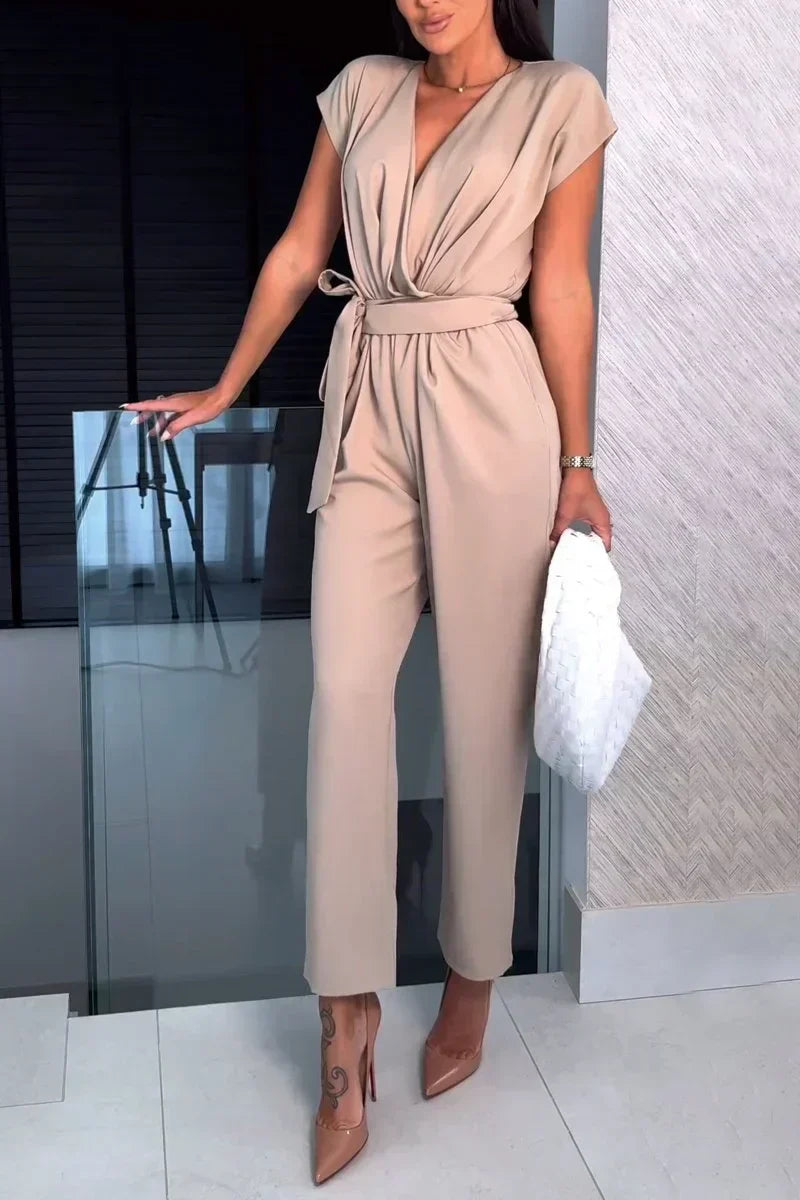 Talia | Short Sleeve V-Neck Jumpsuit