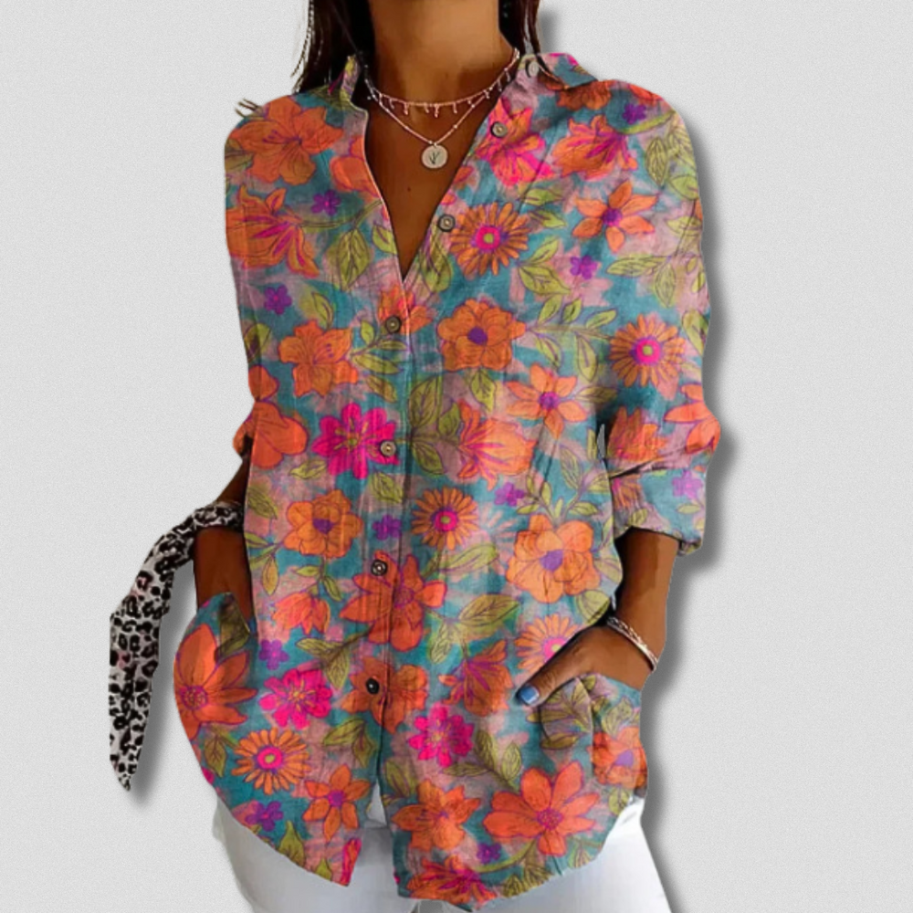 Talia | Long Sleeve Floral Button-Down Shirt