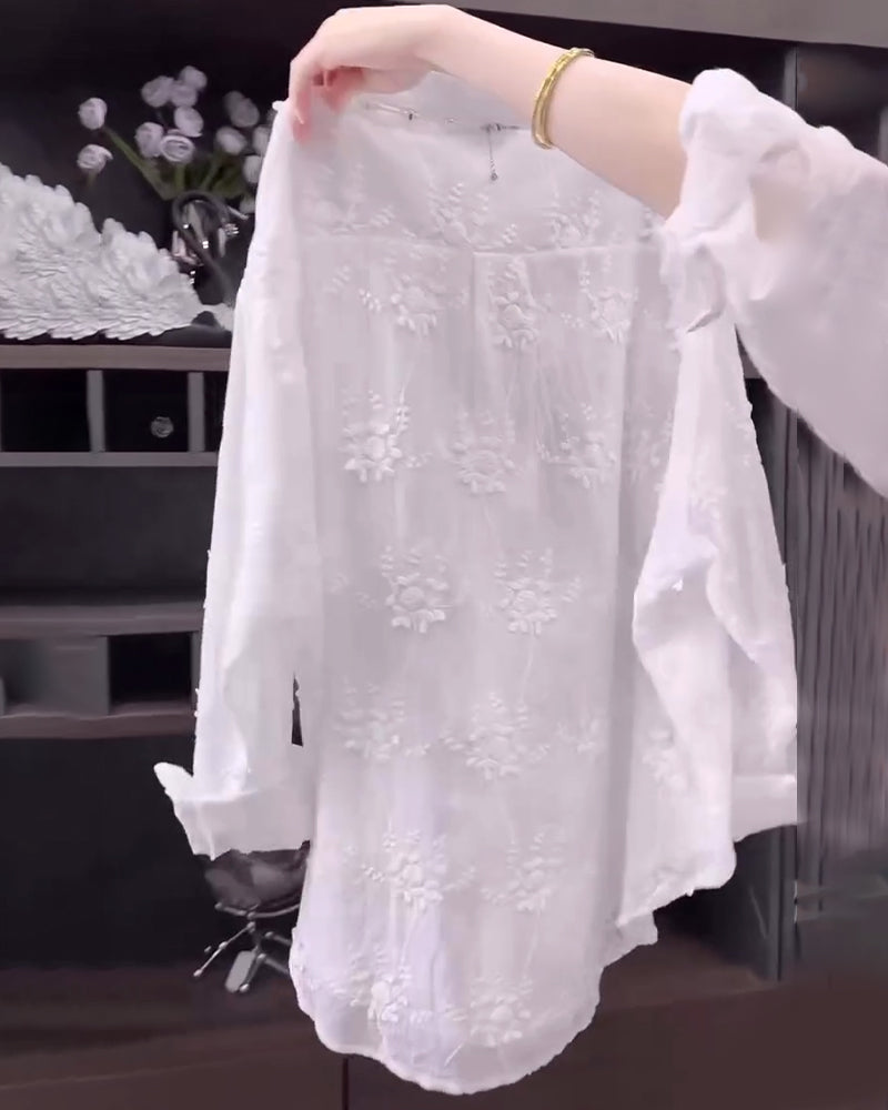 Talia | ZORYA EMBROIDERED SOLID COLOR SHIRT