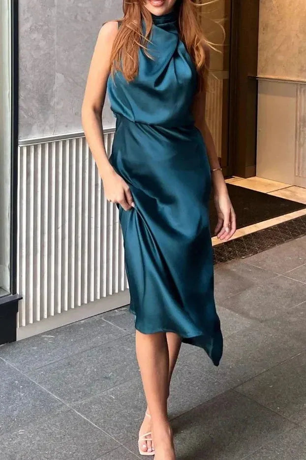 Talia | The Elegant Draped Halter Dress