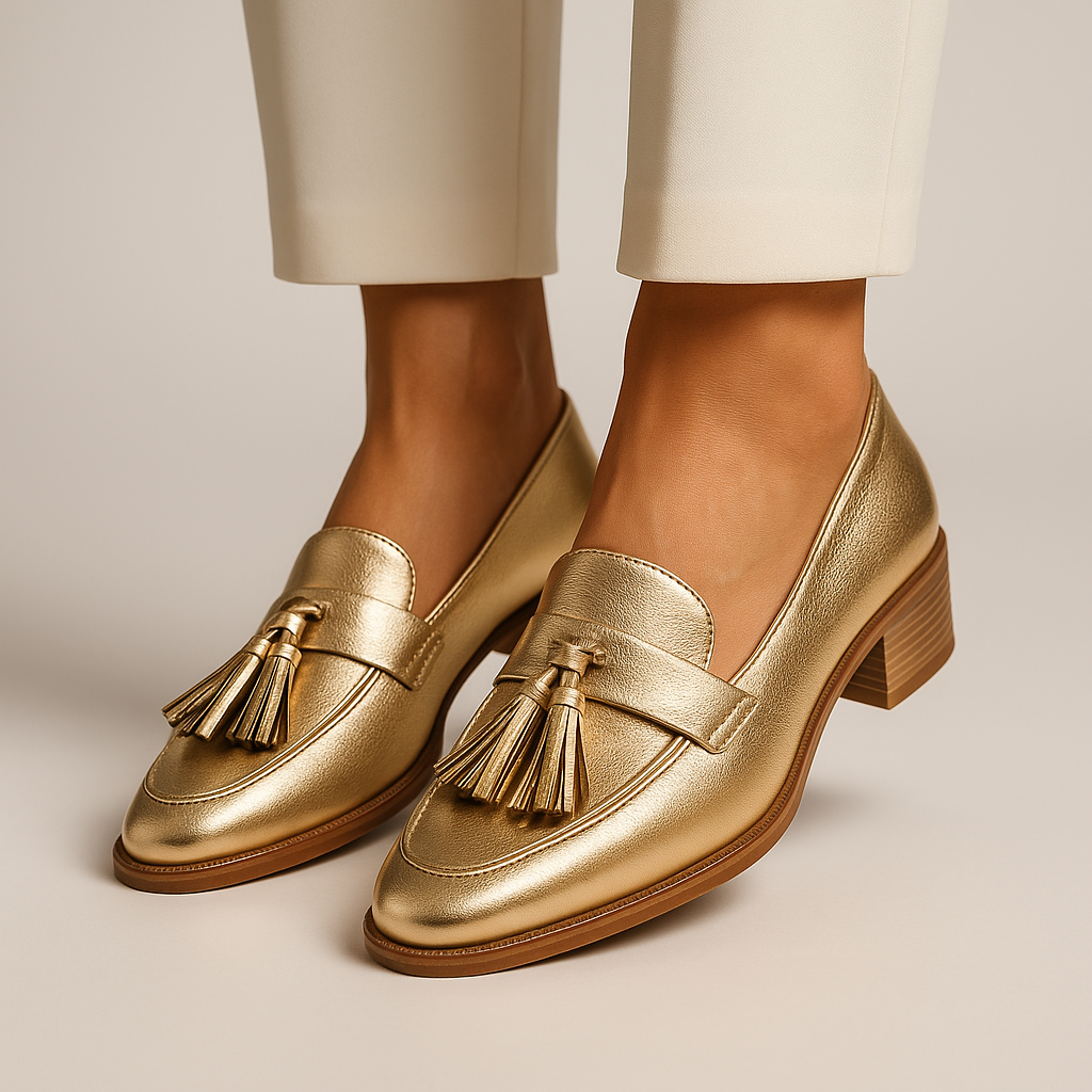 Talia | Gold Loafers