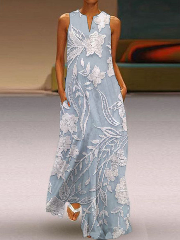 Talia | Elegant Sleeveless Luxe Printed Dress