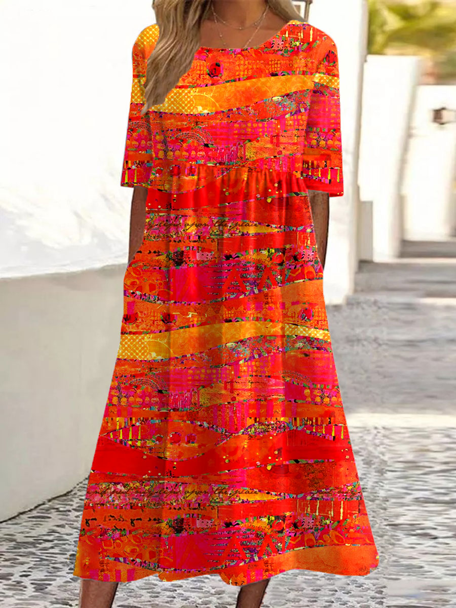 Talia | Vintage Art Print Casual Cotton and Linen