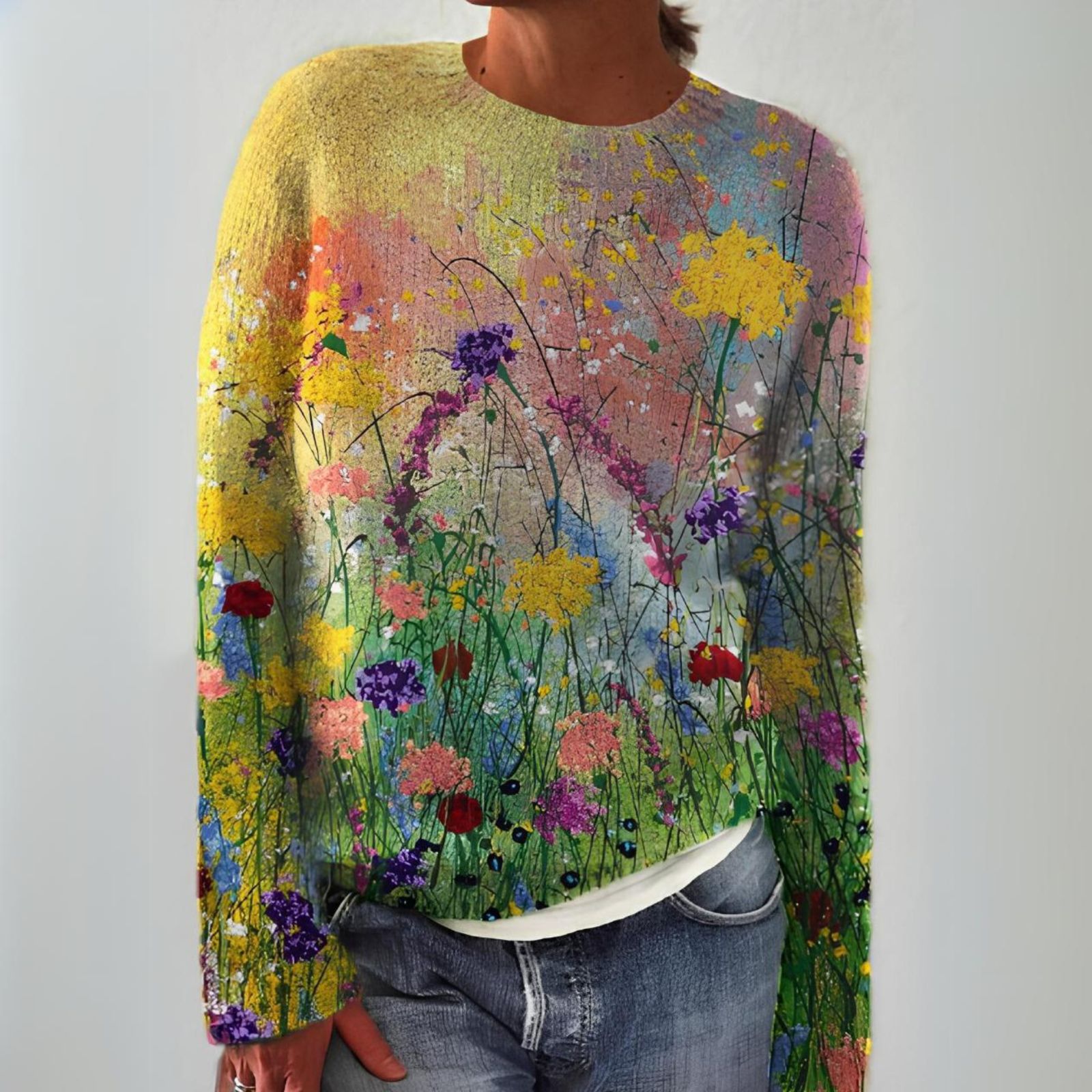 Talia | Flowers Art Cozy Sweater