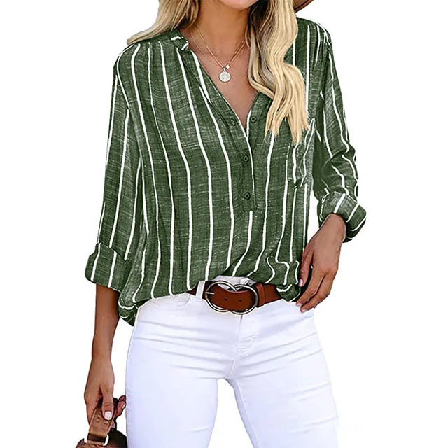 Talia | Striped Button-Up Shirt