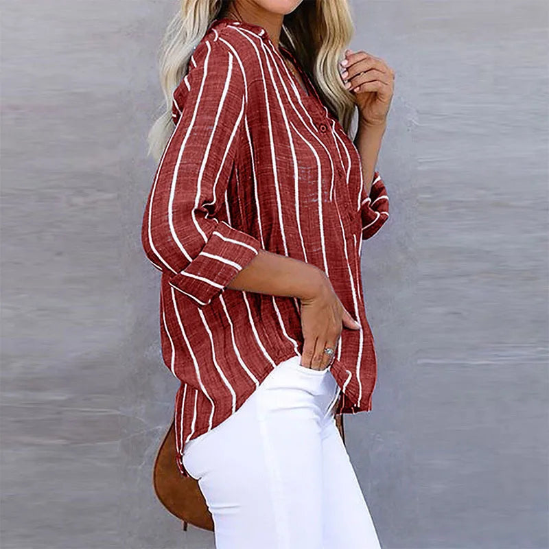 Talia | Striped Button-Up Shirt