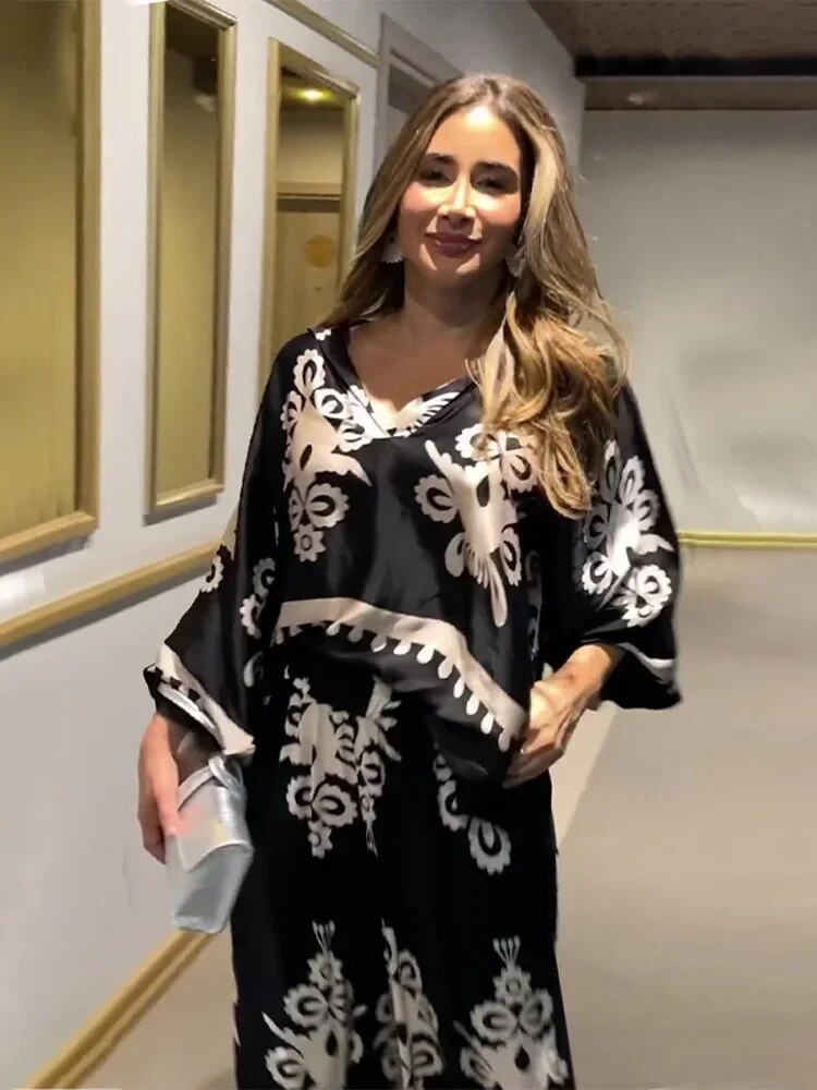 Talia | Irregular Print Trousers Set