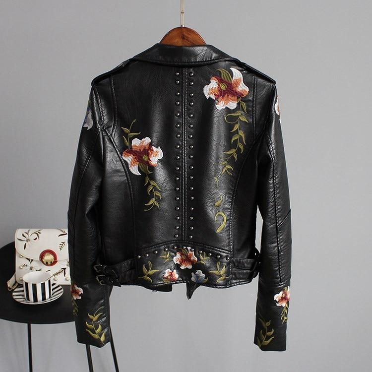 Talia | Trendy Embroidered Leather Jacket