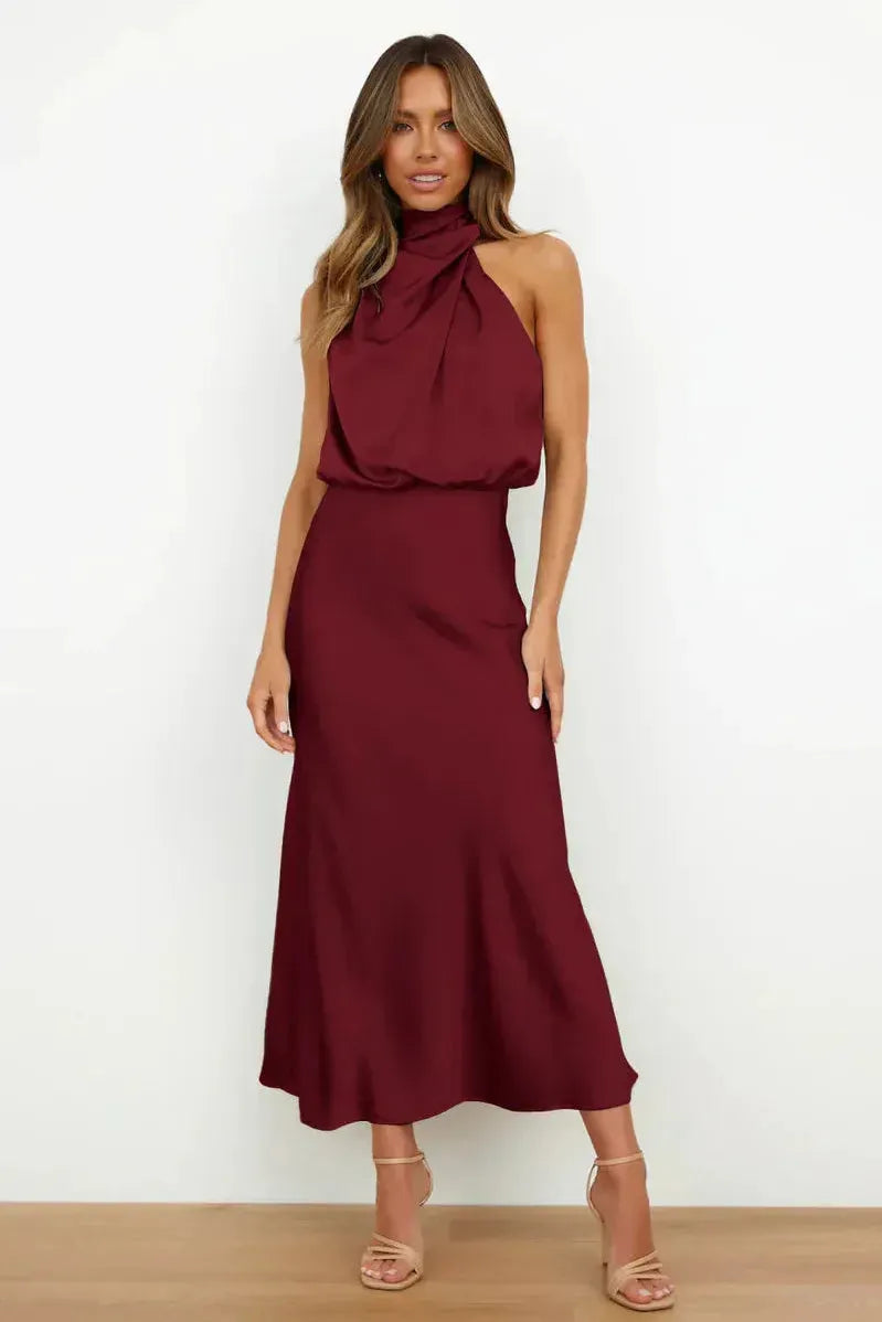Talia | The Elegant Draped Halter Dress