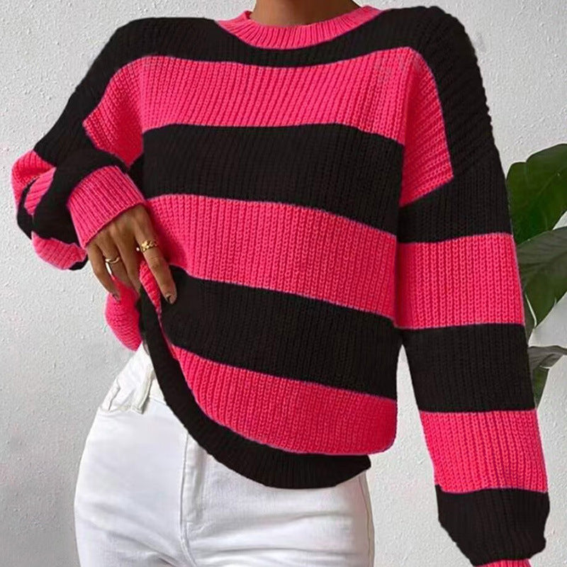 Talia | Striped Long Sleeve Crew Neck Sweater