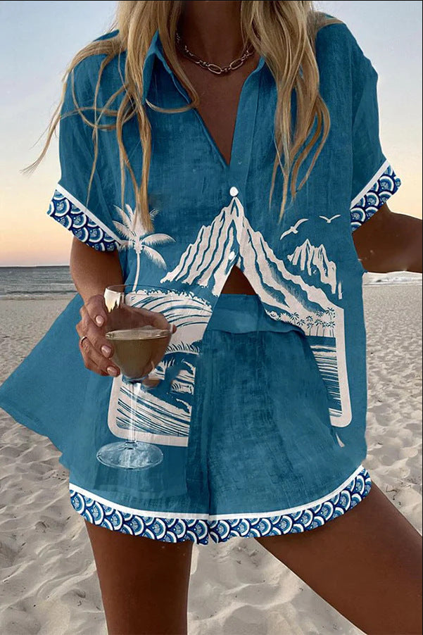 Talia | Short Linen Set Monte Fuji