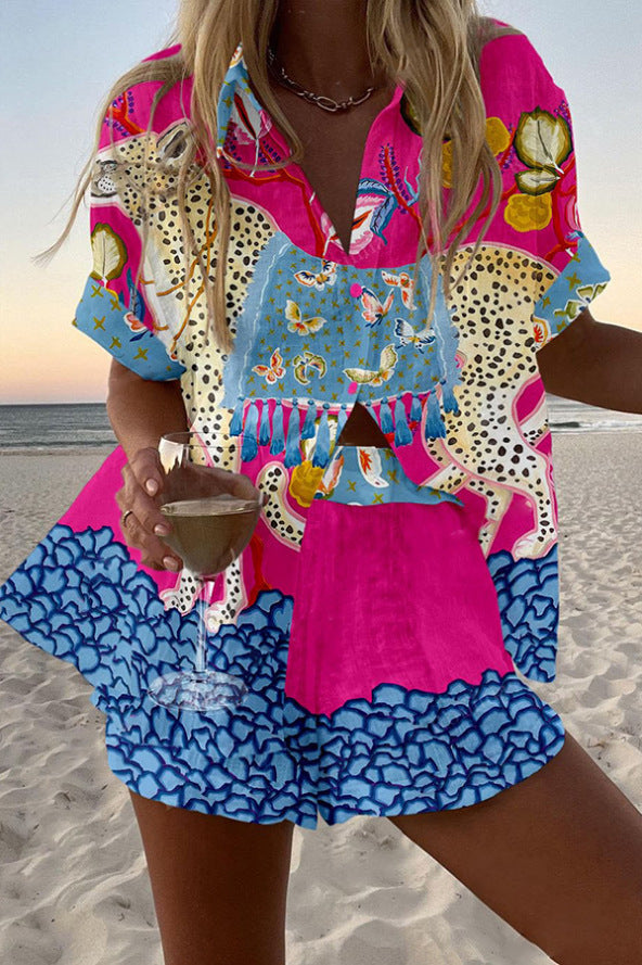 Talia | Short Linen Sets with Butterfly Motif