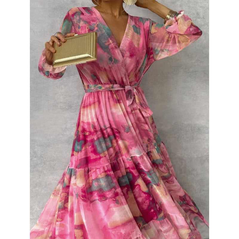 Talia | Elegant Floral V-Neck Dress