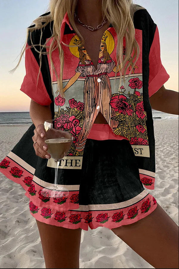 Talia | Short Linen Set in Pink