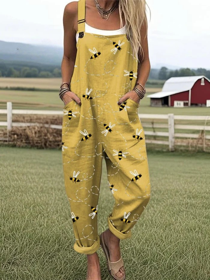 Talia | AURORA FLYING BEES EMBROIDERY PATTERN JUMPSUIT