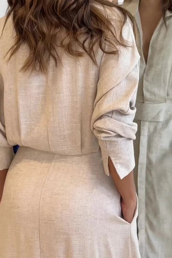 Talia | Cotton and Linen Maxi Dress