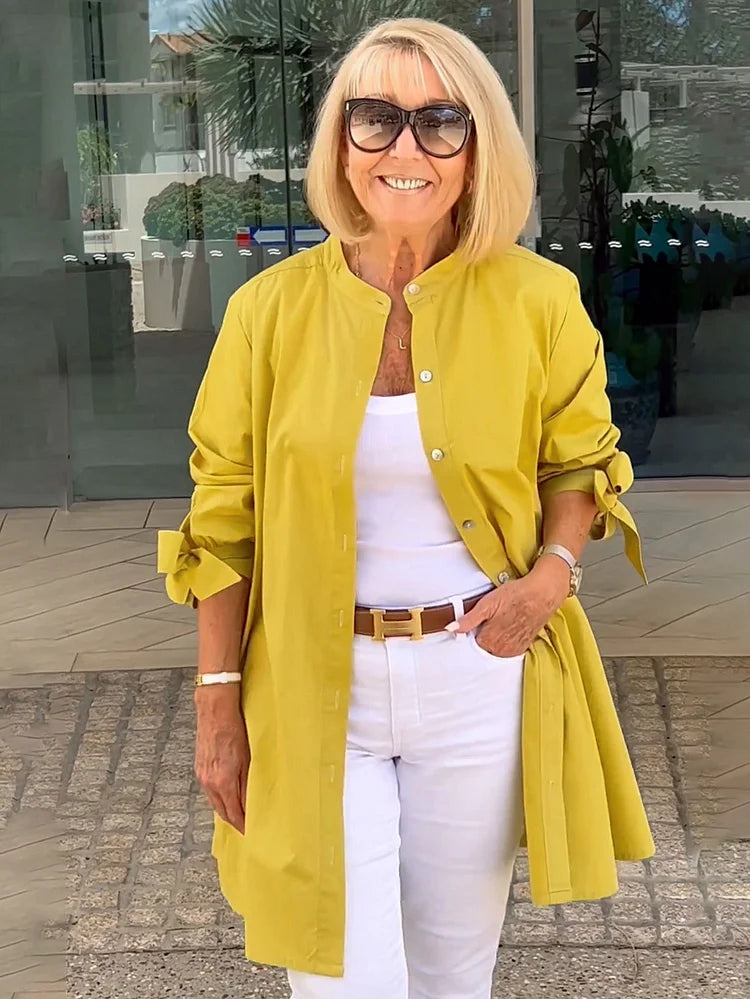 Talia | Gathered Back Cotton Shirt Jacket