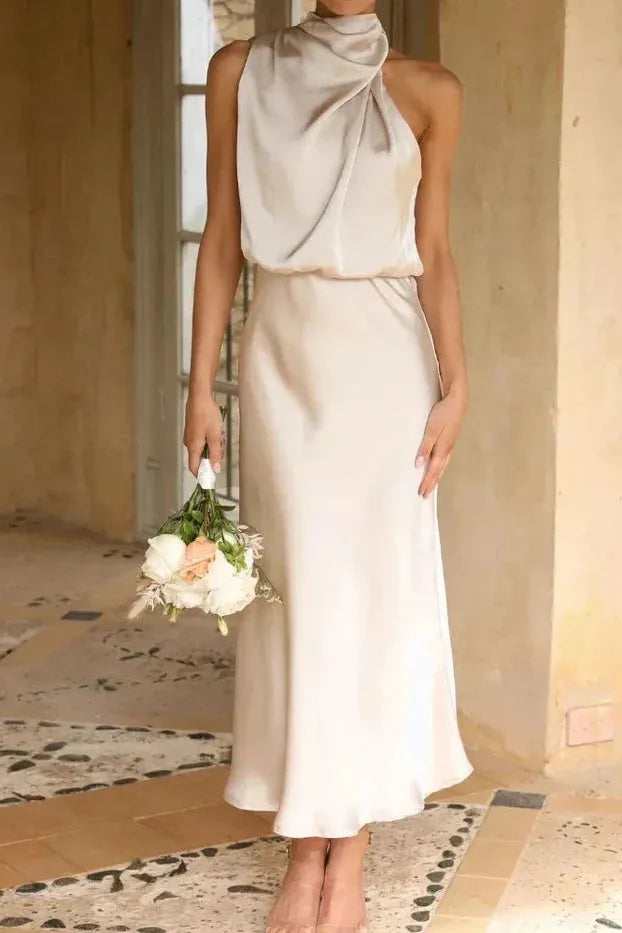 Talia | The Elegant Draped Halter Dress