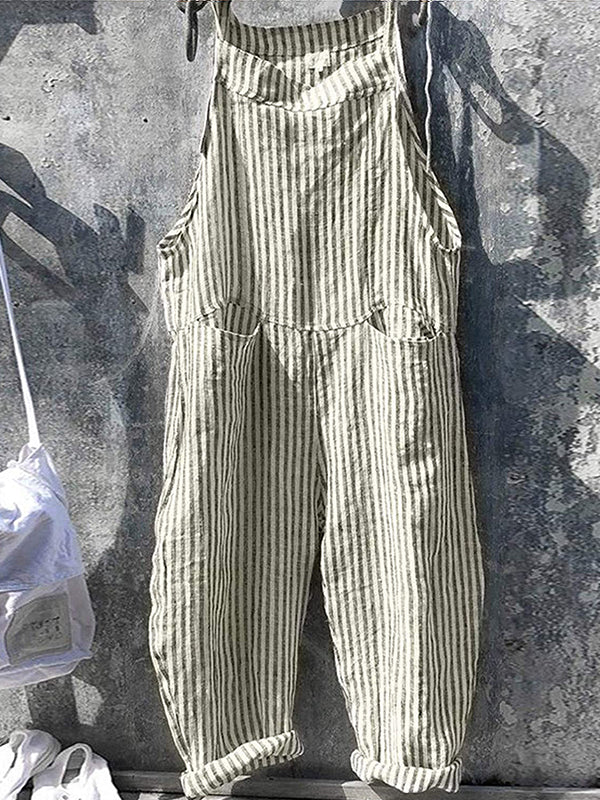 Talia | Striped Overall in Linen and Cotton