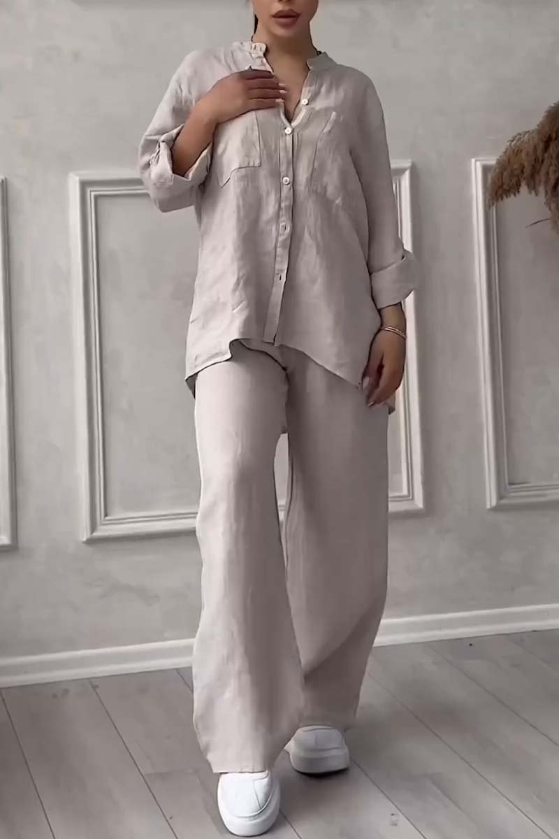 Talia | Luxe Cotton & Linen Ensemble – Shirt & Trousers Set