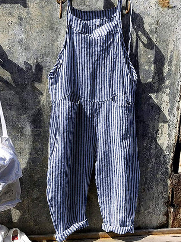 Talia | Striped Overall in Linen and Cotton