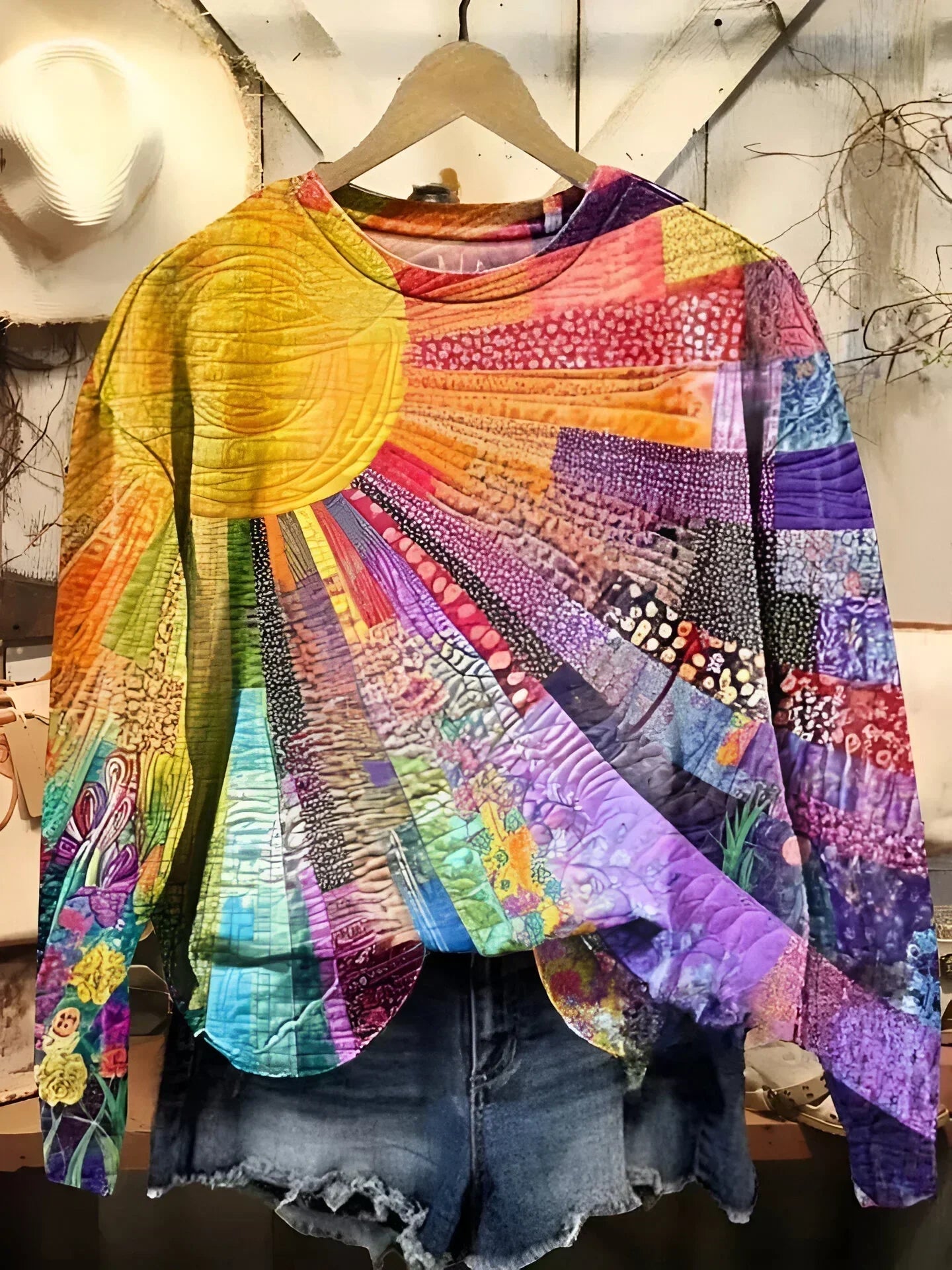 Talia | Colorful Sun Collage Sweatshirt