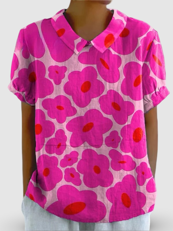Talia | Vibrant Pink Floral Pattern Printed Casual Shirt