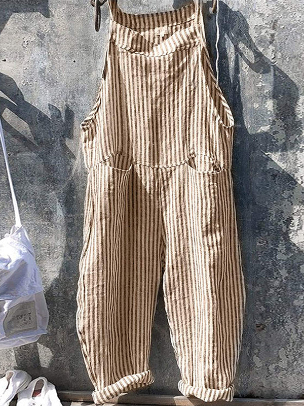 Talia | Striped Overall in Linen and Cotton