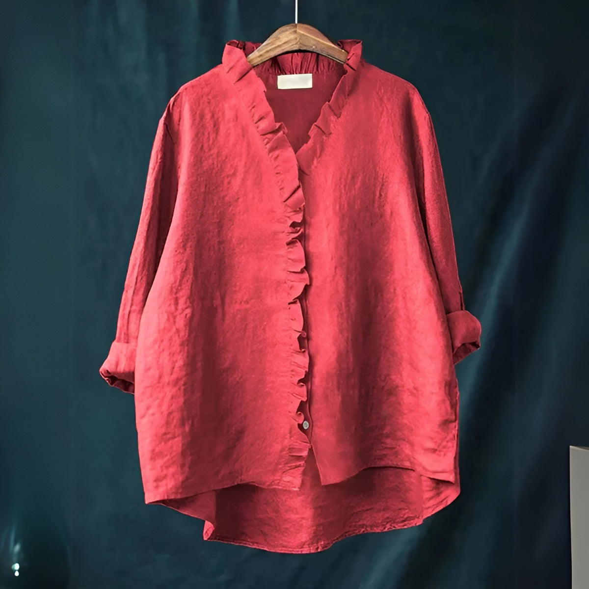 Talia | Ruffled Button-Front Linen Blouse
