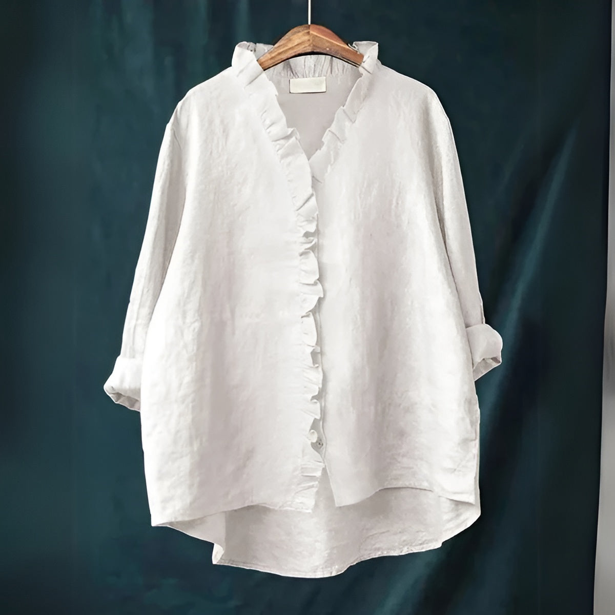 Talia | Ruffled Button-Front Linen Blouse