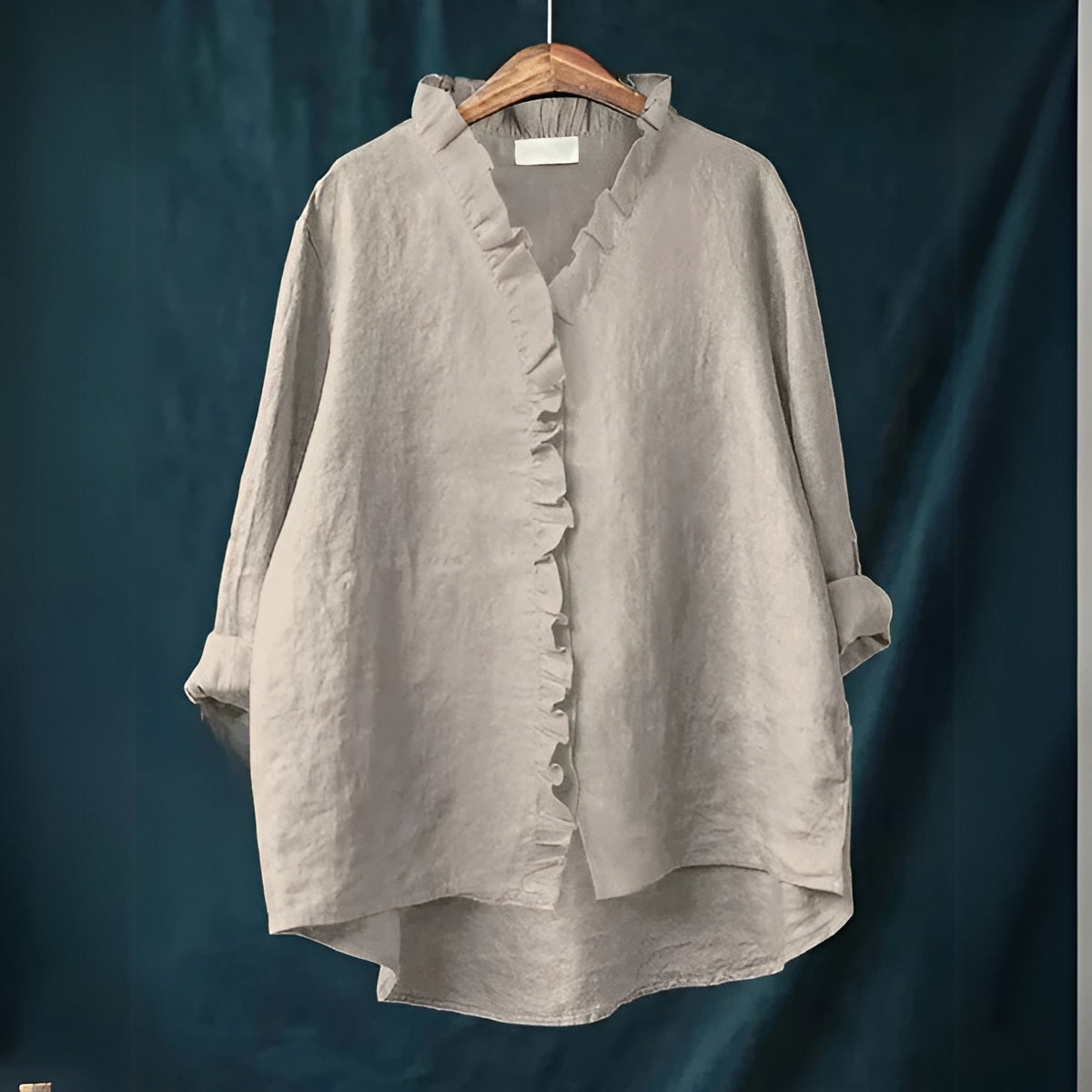 Talia | Ruffled Button-Front Linen Blouse